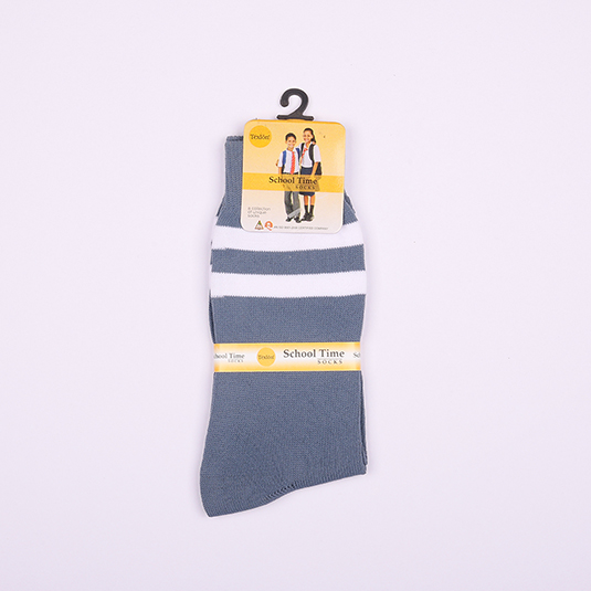 SCHOLAR SOCKS GREY-WHITE BORDER